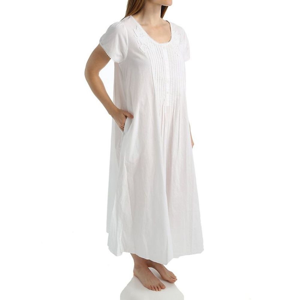 La Cera 100% Cotton Woven Lace Applique Ballet Gown -  White  1275G